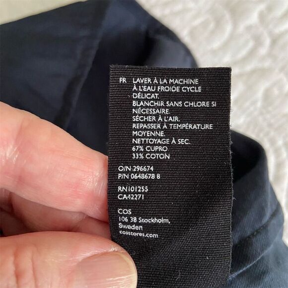 COS Midi Skirt Navy Blue Straight Pencil Elastic Waist Size 6 - Picture 4 of 9
